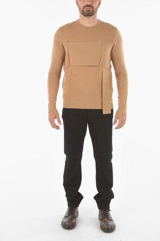 Cashmere Blend Crewneck Sweater with Loose Band across the Chest