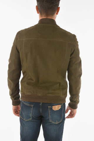 Giubbotto in Suede imbottito con Zip Frontale