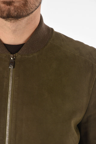 Giubbotto in Suede imbottito con Zip Frontale