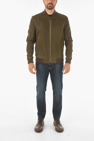 Giubbotto in Suede imbottito con Zip Frontale