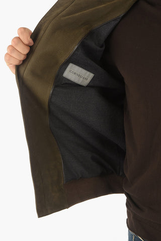 Giubbotto in Suede imbottito con Zip Frontale