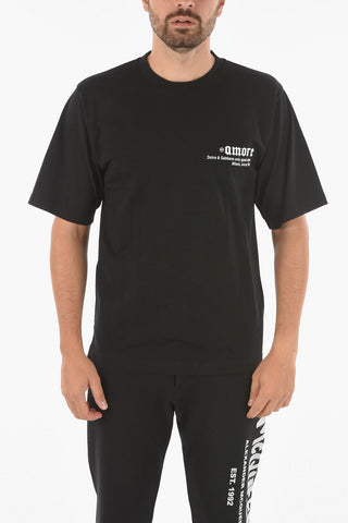 Logoed Crewneck T-shirt with ONLY GOOD VIBES Print