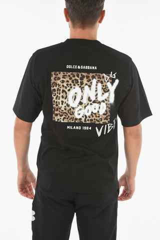 Logoed Crewneck T-shirt with ONLY GOOD VIBES Print