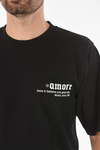 Logoed Crewneck T-shirt with ONLY GOOD VIBES Print