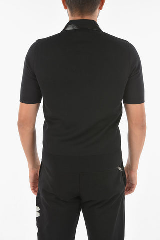 Silk Blend Polo T-shirt with Logoed Contrasting Bands