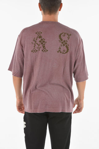 Knit Crewneck T-shirt with Logo Embroidery