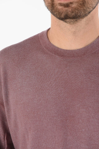 Knit Crewneck T-shirt with Logo Embroidery
