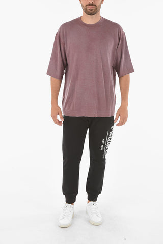 Knit Crewneck T-shirt with Logo Embroidery
