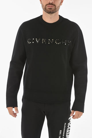 Wool Sweater with Studded Lettering Logo