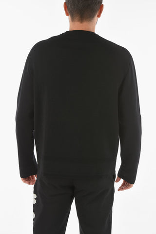Pullover in lana con Logo in Lettering Borchiato
