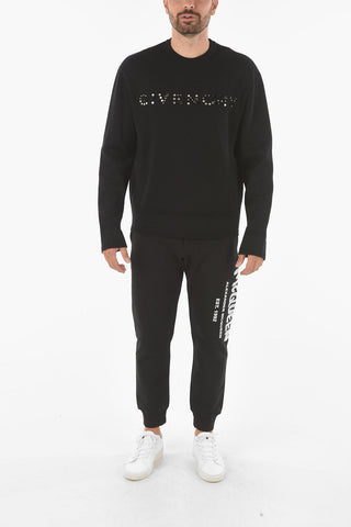 Pullover in lana con Logo in Lettering Borchiato