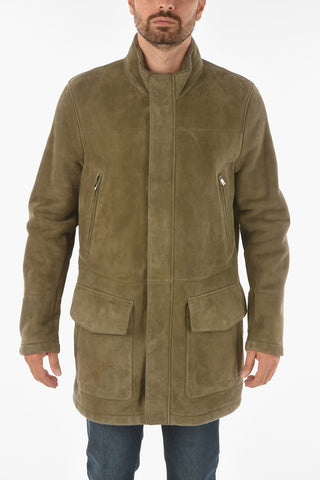 Suede MER ELE Padded Jacket with Faux fur Lining
