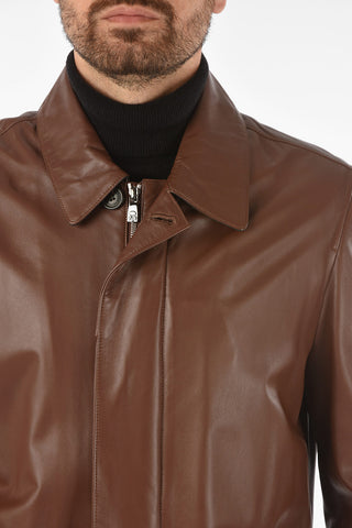 ID hidden closure leather BURNISH coat