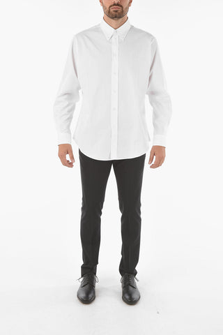 Button-down Collar Shirt with Embossed Embroidered Logo