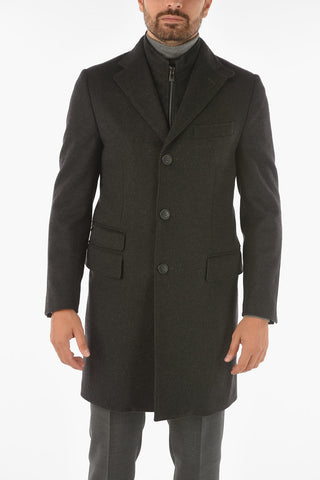 ID virgin wool IDENTITY chesterfield coat with removable chest piece