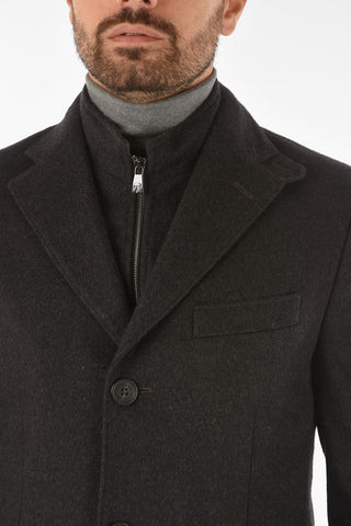 ID virgin wool IDENTITY chesterfield coat with removable chest piece