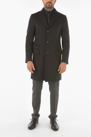ID virgin wool IDENTITY chesterfield coat with removable chest piece