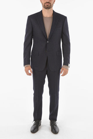 pinstriped MANTUA side vents notch lapel 2-button suit