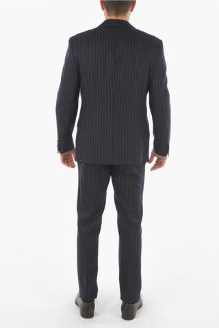 pinstriped MANTUA side vents notch lapel 2-button suit