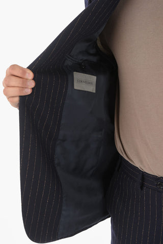 pinstriped MANTUA side vents notch lapel 2-button suit