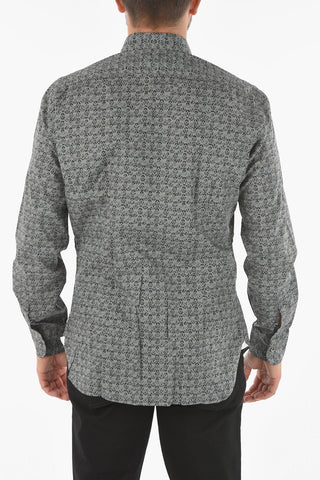 Abstract Pattern Cotton Shirt with Classic Collar