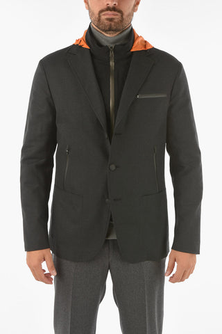 BY YOSHINORI ONO Virgin Wool Blend Blazer with Removable Chest Piece