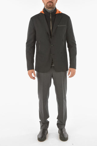 BY YOSHINORI ONO Virgin Wool Blend Blazer with Removable Chest Piece