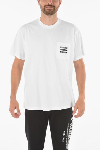 Statue Printed Crewneck T-shirt with Logoed Breast Pocket