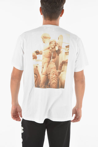 Statue Printed Crewneck T-shirt with Logoed Breast Pocket