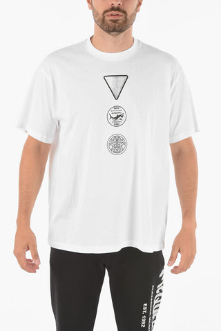 Crewneck T-shirt with Symbols Print