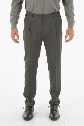 CC COLLECTION hopsack single pleat cuffed hem REFINED trousers