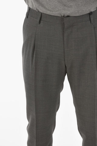 CC COLLECTION hopsack single pleat cuffed hem REFINED trousers