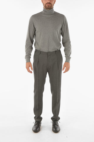 CC COLLECTION hopsack single pleat cuffed hem REFINED trousers