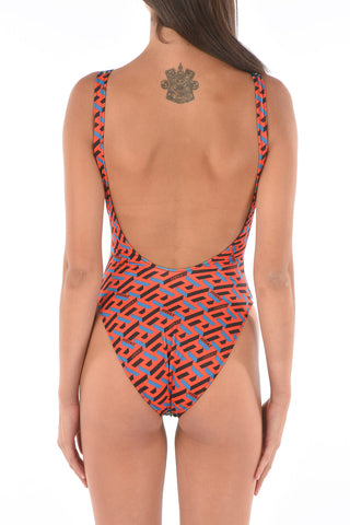 Monogram One Piece Swimsuit with Open Back