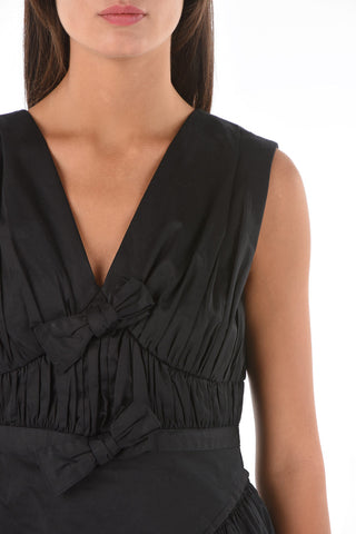 Mini Dress Arricciato con Dettagli Fiocchi
