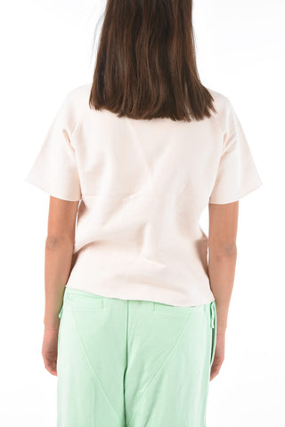 Felpa girocollo oversize in cotone garzato a manica corta