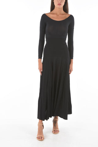 scoop neckline long sleeve flared dress