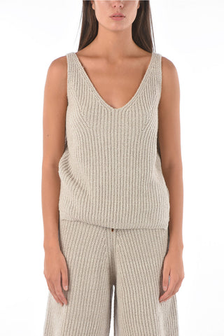 Top a tinta unita in cashmere