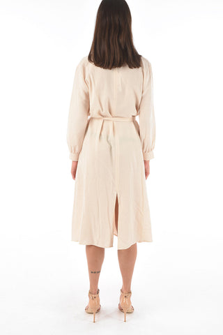 v-neck virgin wool shirt dress with belt
