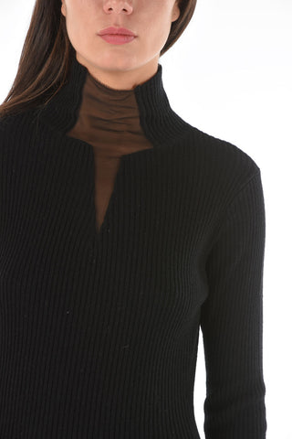 JUN TAKAHASHI silk detail ribbed flared dress