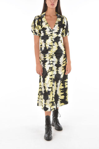 Maxi Dress Attillato Sfumato con Manica bombata