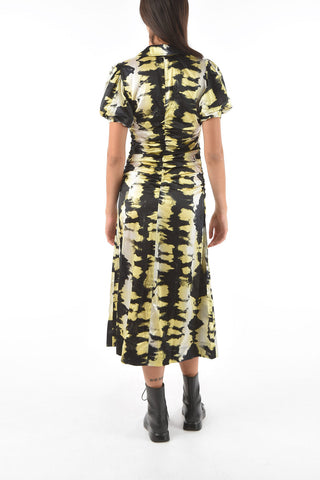 Maxi Dress Attillato Sfumato con Manica bombata