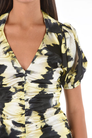 Maxi Dress Attillato Sfumato con Manica bombata