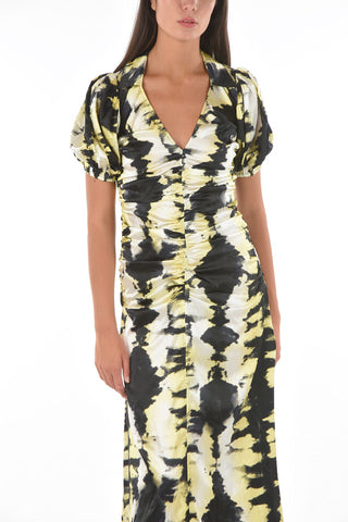 Maxi Dress Attillato Sfumato con Manica bombata