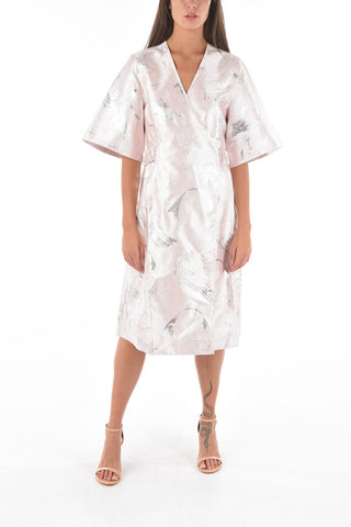 metallic details wrap tunic dress