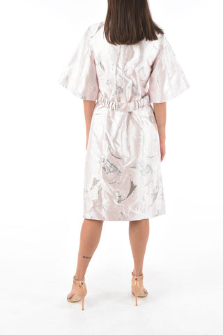 metallic details wrap tunic dress