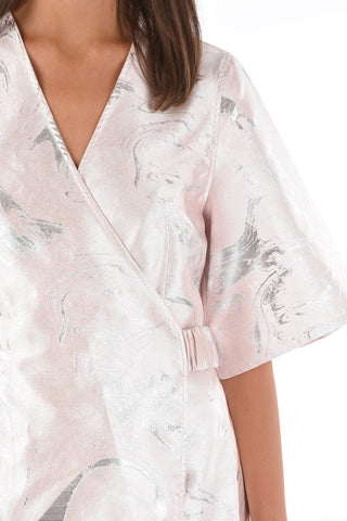 metallic details wrap tunic dress