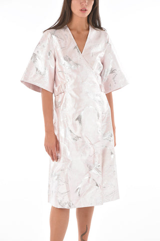 metallic details wrap tunic dress