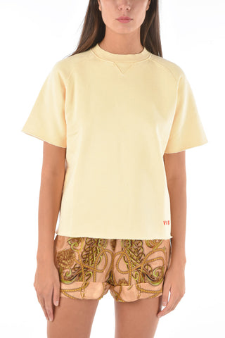 short sleeve brushed cotton crew-neck sweatshirt