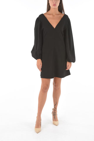V-Neck leg-o-mutton sleeve A-Line Dress